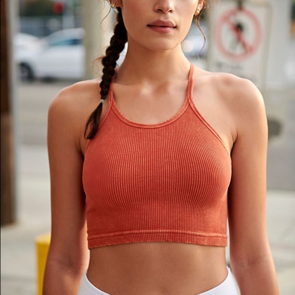 Free People Movement Happiness Runs Crop Top in Burnt Orange